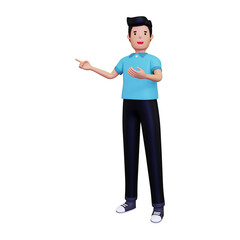 Man pointing towards something. isolated on a white background. 3d illustration