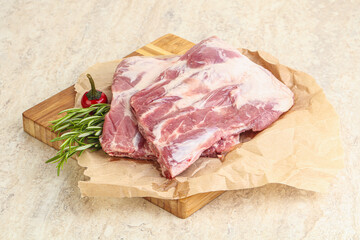 Raw pork ribs for cooking