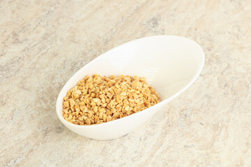 Crunched roasted peanut in the bowl