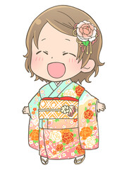 振袖を着た女の子