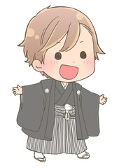 羽織袴を着た男の子