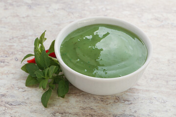 Green chili pepper and lime sauce