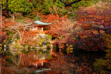京都市にある、醍醐寺の弁天堂周辺の紅葉
