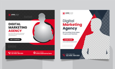Digital marketing agency social media post and corporate web banner template