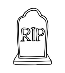 Grave concept icon. Tombstone of vintage grave. Old marble stone tombstone with title R.I.P. Vector sketch symbol design. Halloween element illustration. Can be used in web and mobile