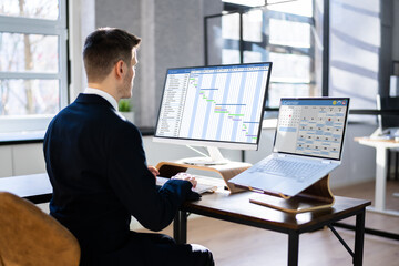 Man Working On Calendar Agenda Schedule