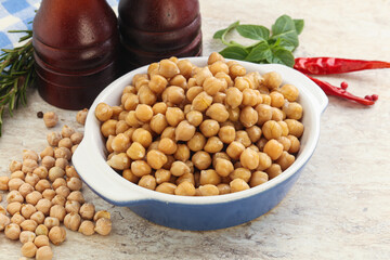 Boiled chickpea in the bowl