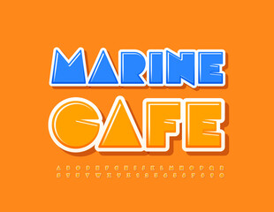 Vector bright logo Marine Cafe. Sunny creative Font. Abstract style Alphabet Letters and Numbers set