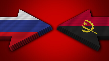 Angola vs Russia Arrow Flags – 3D Illustration