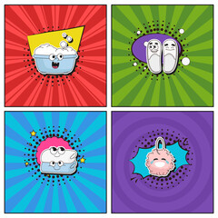 Hand drawn flat trendy cartoon elements collection Bathroom