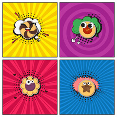 Hand drawn flat trendy cartoon elements collection Biscuit cookie cracker