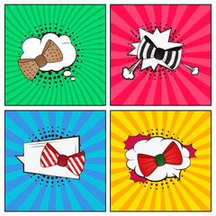 Hand drawn flat trendy cartoon elements collection Bow Tie