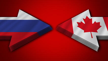 Canada vs Russia Arrow Flags – 3D Illustration