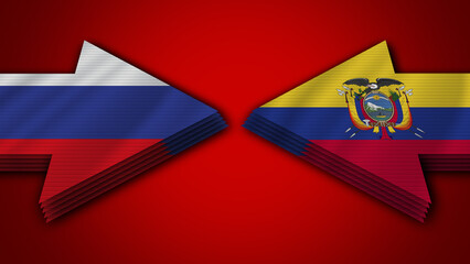 Ecuador vs Russia Arrow Flags – 3D Illustration