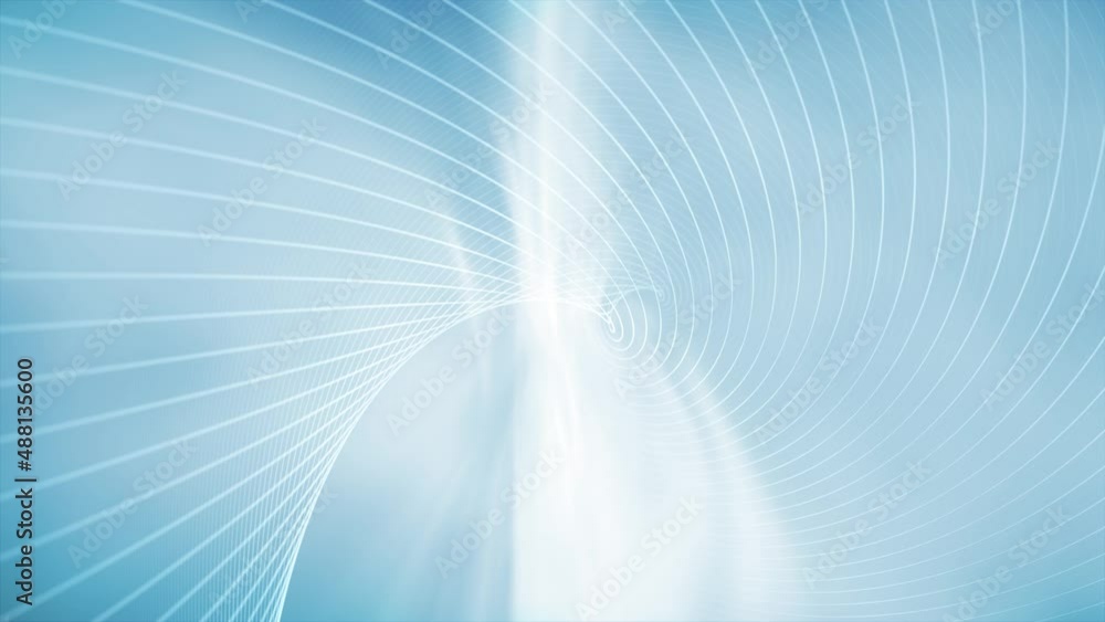 Poster abstract curvy white lines design pattern on blue foggy sky clean background seamless loop animation