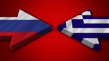 Naklejka premium Greece vs Russia Arrow Flags – 3D Illustration