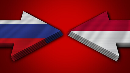 Indonesia vs Russia Arrow Flags – 3D Illustration