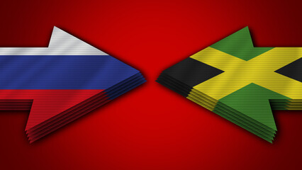 Jamaica vs Russia Arrow Flags – 3D Illustration