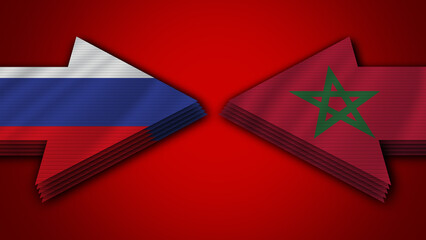 Morocco vs Russia Arrow Flags – 3D Illustration