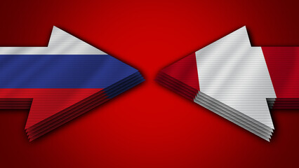 Peru vs Russia Arrow Flags – 3D Illustration