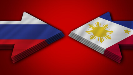 Philippines vs Russia Arrow Flags – 3D Illustration