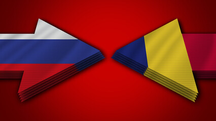 Romania vs Russia Arrow Flags – 3D Illustration