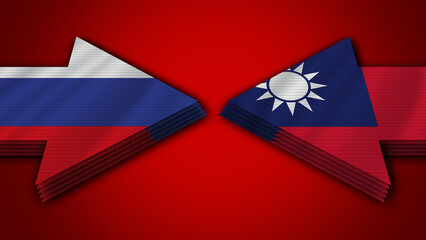 Taiwan vs Russia Arrow Flags – 3D Illustration