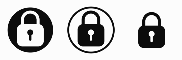 Padlock lock icon set. Vector clipart illustration on isolated white background. For web site or mobile app