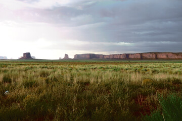 Monument Valley, Arizona, Utah, USA, Sentinel Mesa, West Mitten Butte, East Mitten Butte Merrick Butte