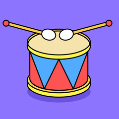 Cute drum vector with outline