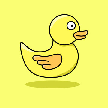 Cute rubber duck vector with outline