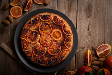 gâteau à l'orange sanguine cuit à l'envers upside down blood orange cake