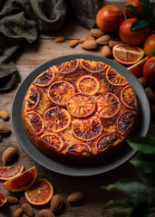 gâteau à l'orange sanguine cuit à l'envers upside down blood orange cake