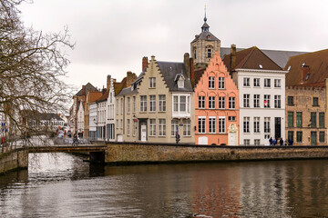 Fototapeta na wymiar A view of the canal-based historic city of Bruges, Sometimes called the Venice of the North, In the Flemish region of Belgium