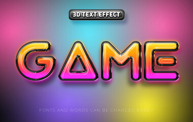 Game colorful 3d glossy editable text effect style
