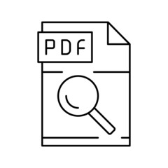 research pdf file document line icon vector illustration