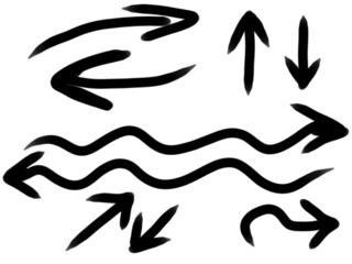 Icon of ordinary arrows of different shapes and sizes drawn as a sketch