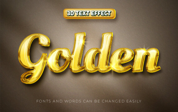 Golden glossy 3d text effect style