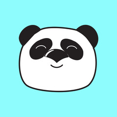 A cheerful panda face in the style of a doodle