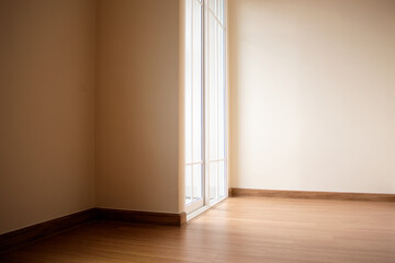 Interior of the apartment without decoration in cream colors.