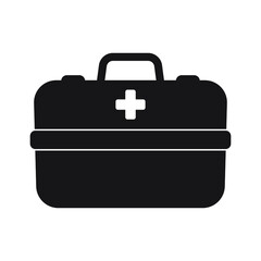 First aid kit box icon simple vector. Medical emergency, medical briefcase icon.