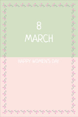 8 March International Woman's Day Elegant Greeting Card, Creative Design Composition for Holidays Congratulation. Vector illustration.