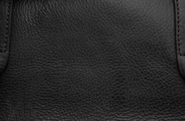 Closeup of seamless black leather texture background, surface material for fashion dark pattern luxury decoration.