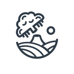 fallen tree landscape logo in rice fields with twilight atmosphere. suitable for farm logos, cafes, restaurants. line design. Vector illustration. oval element