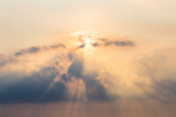 sunbeams through the clouds. spiritual concept