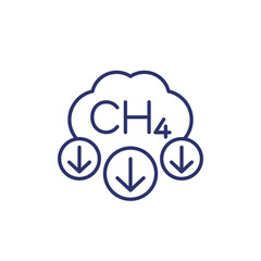 methane, CH4 emissions reduction line icon