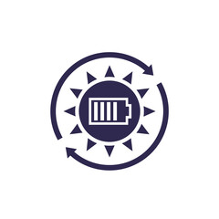recharging solar battery icon on white