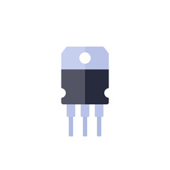 transistor, semiconductor icon, flat vector