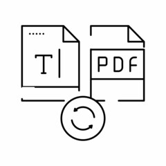 write text in pdf file line icon vector illustration