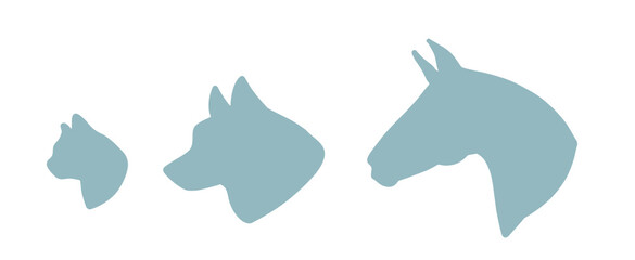 Animal vector heads of cat, dog and horse